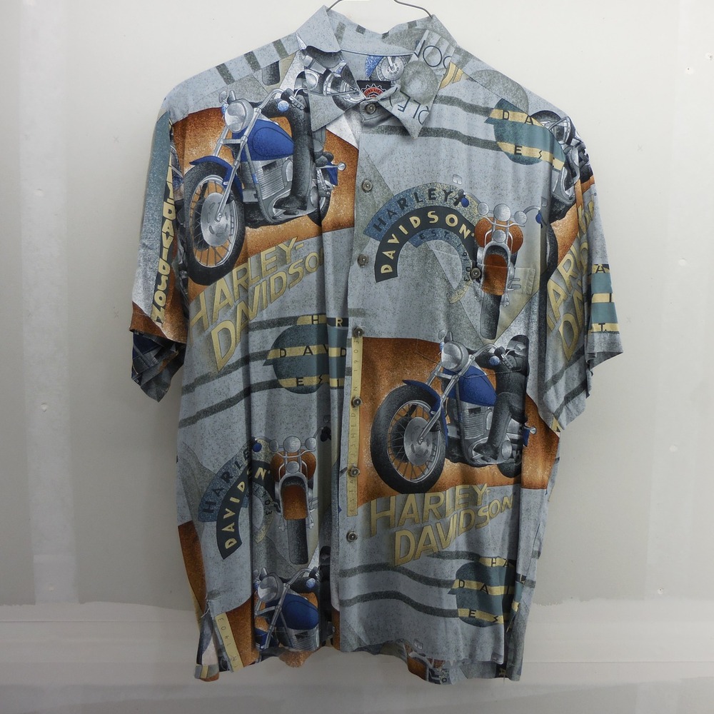 Vintage Harley Davidson Hawaii Motorcycle AOP Tori‎ Richard Button Down Shirt M